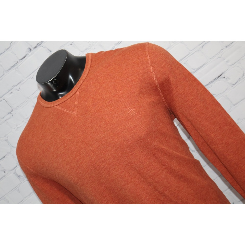 Original Penguin Thermal Long Sleeve Shirt Mens XL Orange Heathered Crew Neck